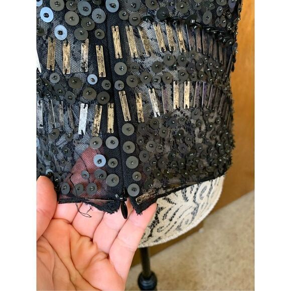 Carlisle‎ Mesh, Bead and Sequin Embellished Short Sleeve Top Black Size 6 - Picture 10 of 12